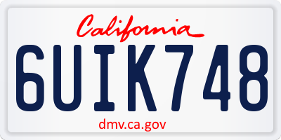 CA license plate 6UIK748