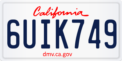CA license plate 6UIK749