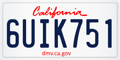CA license plate 6UIK751