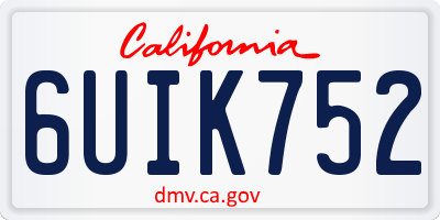 CA license plate 6UIK752