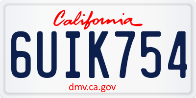 CA license plate 6UIK754