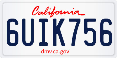 CA license plate 6UIK756