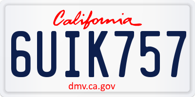 CA license plate 6UIK757