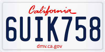 CA license plate 6UIK758