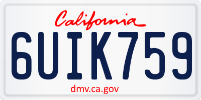 CA license plate 6UIK759