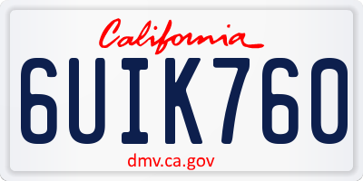 CA license plate 6UIK760