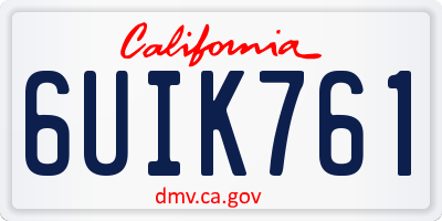 CA license plate 6UIK761