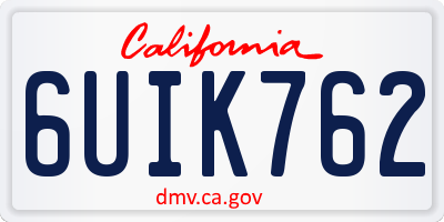 CA license plate 6UIK762