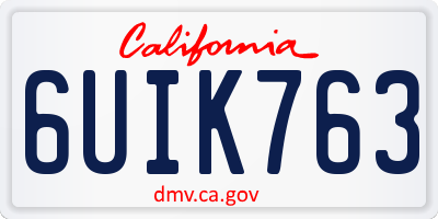 CA license plate 6UIK763