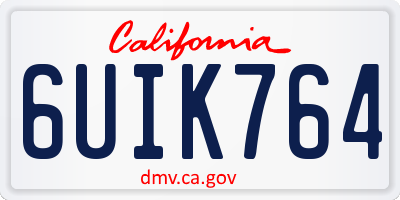 CA license plate 6UIK764