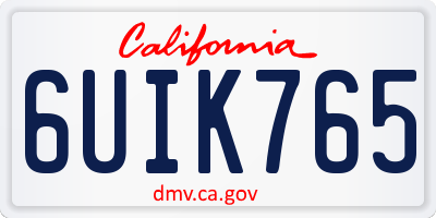 CA license plate 6UIK765