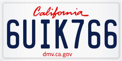 CA license plate 6UIK766