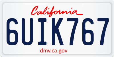 CA license plate 6UIK767