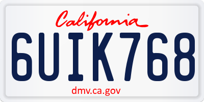 CA license plate 6UIK768
