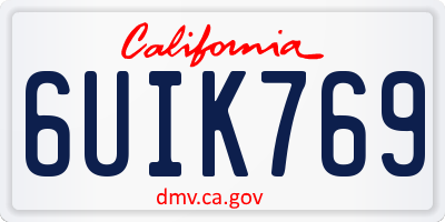 CA license plate 6UIK769