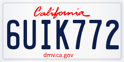 CA license plate 6UIK772