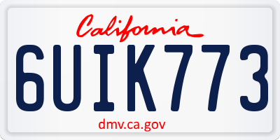 CA license plate 6UIK773