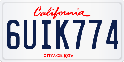 CA license plate 6UIK774