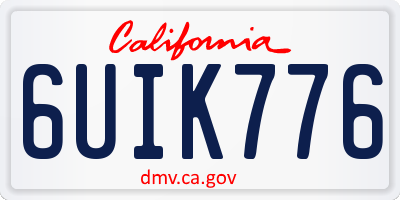 CA license plate 6UIK776