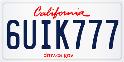 CA license plate 6UIK777