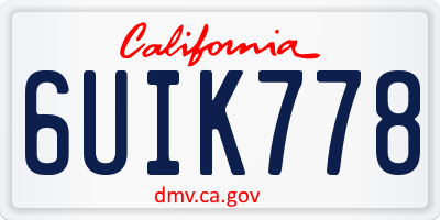 CA license plate 6UIK778