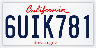 CA license plate 6UIK781