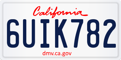 CA license plate 6UIK782