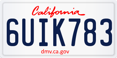 CA license plate 6UIK783