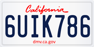 CA license plate 6UIK786