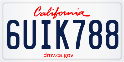 CA license plate 6UIK788