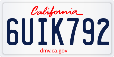 CA license plate 6UIK792
