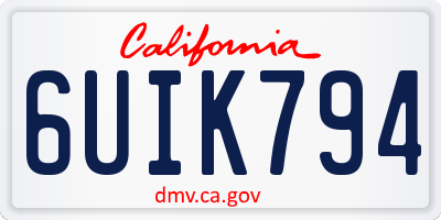 CA license plate 6UIK794