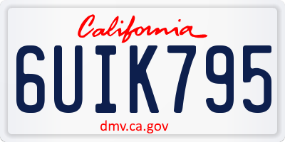 CA license plate 6UIK795