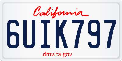 CA license plate 6UIK797