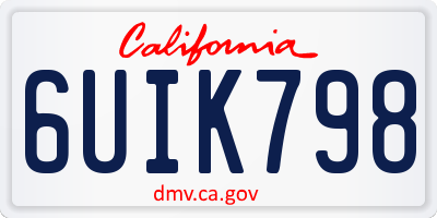 CA license plate 6UIK798