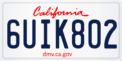 CA license plate 6UIK802
