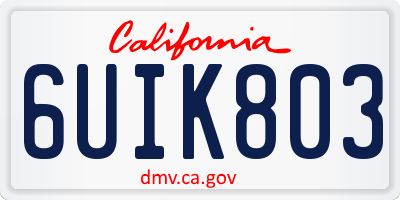 CA license plate 6UIK803