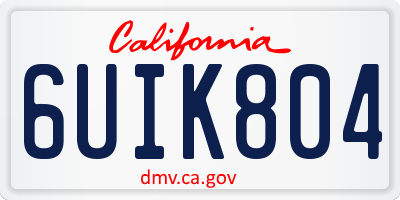 CA license plate 6UIK804