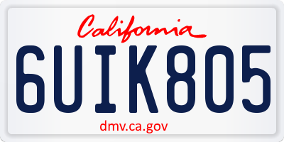 CA license plate 6UIK805