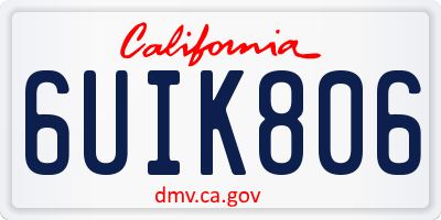 CA license plate 6UIK806