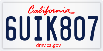 CA license plate 6UIK807