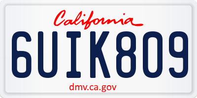 CA license plate 6UIK809