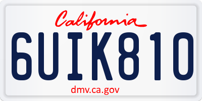 CA license plate 6UIK810