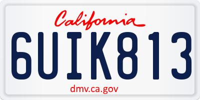 CA license plate 6UIK813