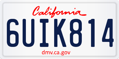 CA license plate 6UIK814