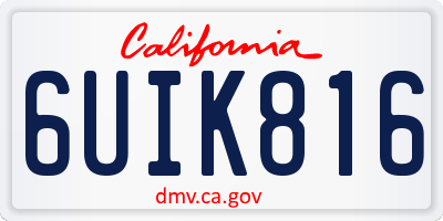 CA license plate 6UIK816