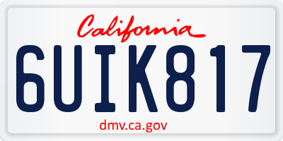 CA license plate 6UIK817