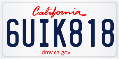 CA license plate 6UIK818