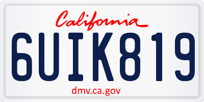 CA license plate 6UIK819