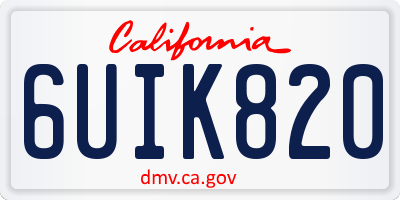 CA license plate 6UIK820